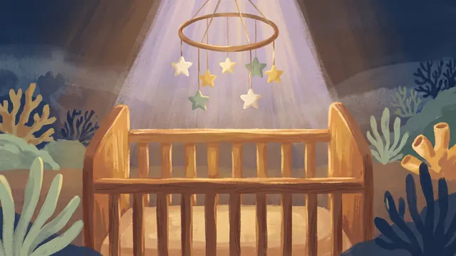 Cover illustration for a personalised children's story about a new baby